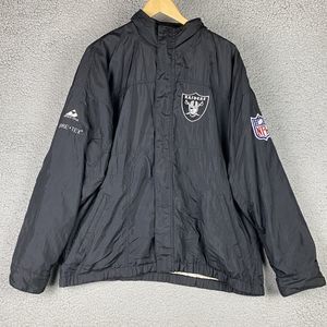 Vintage Oakland Raiders Jacket Black NFL Apex One Size L Large Men's Hooded Gore